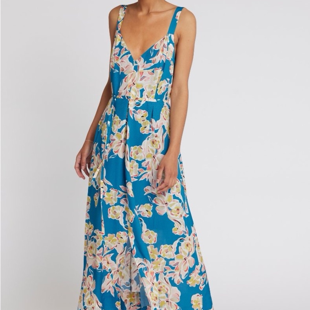Joie Adam Dress Blue Floral Sundress Maxi for Wedding Guest